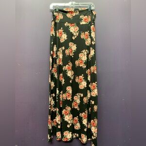 Black floral maxi skirt